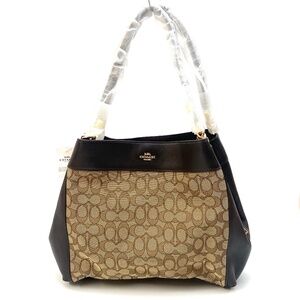 COACH LEXY SHOULDER BAG IN SIGNATURE JACQUARD Khaki Brown